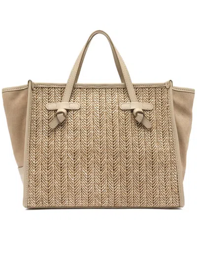Gianni Chiarini Marcella Herringbone-straw Tote Bag In Brown