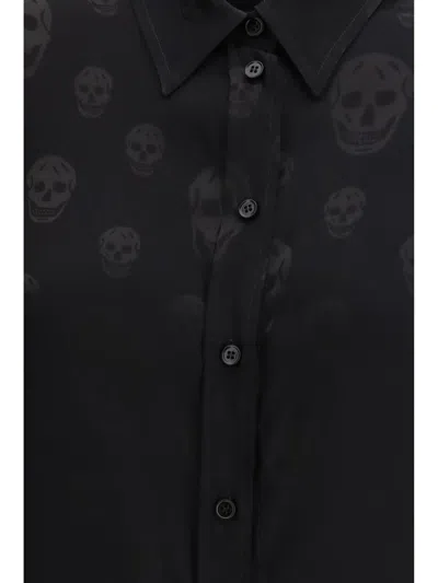 Alexander Mcqueen Black Viscose Pattern Shirt In Black