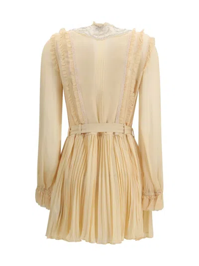 Self-portrait Cream Viscose Casual Dress In Neutral