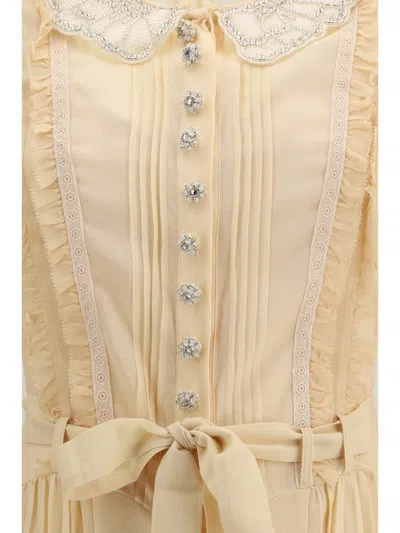 Self-portrait Cream Viscose Casual Dress In Neutral