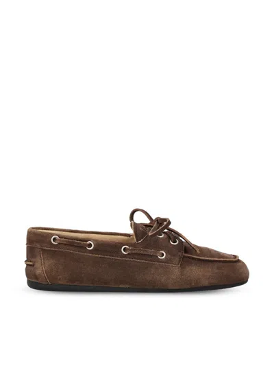 Miu Miu Round-toe Loafers In Brown