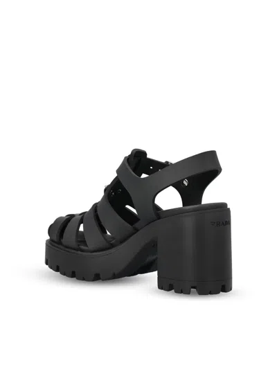 Prada Sandals Buckle Detail Chunky Sole Open Toe In Black