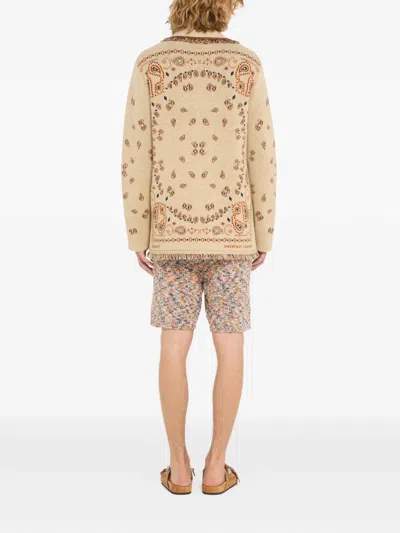 Alanui Jacquard Cardigan In Neutral