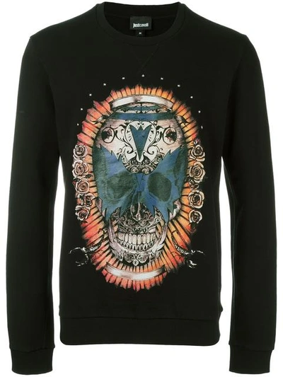 Just Cavalli Ornate Skull Sweatshirt, Black