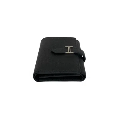 Pre-owned Hermes Black Epsom Leather Wallet (tri-fold) ()