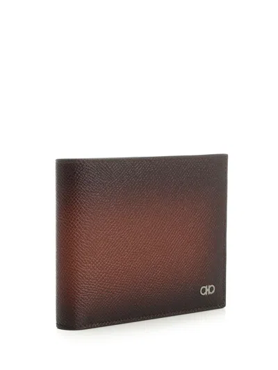 Ferragamo Leather Wallet Micro Gancio Wallets Brown In Brown