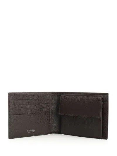 Ferragamo Leather Wallet Micro Gancio Wallets Brown In Brown