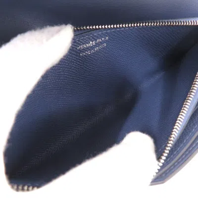 Pre-owned Hermes Blue Epsom Leather Long Wallet (bi-fold) ()
