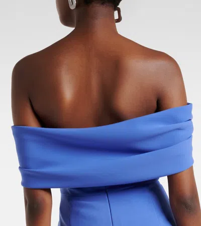 Carolina Herrera Draped Off-shoulder Crêpe Gown In Blue