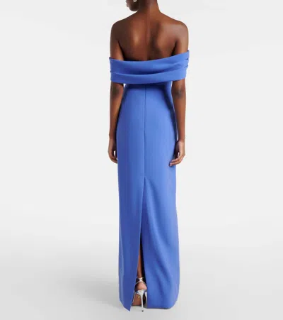 Carolina Herrera Draped Off-shoulder Crêpe Gown In Blue