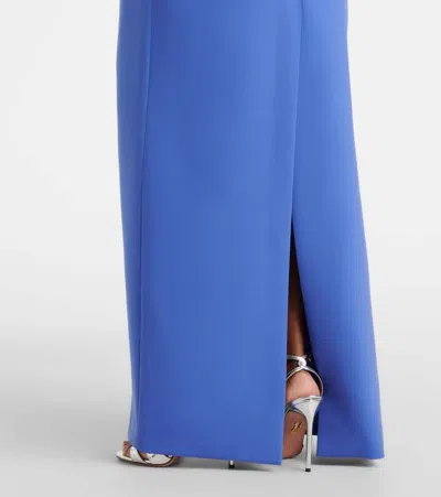 Carolina Herrera Draped Off-shoulder Crêpe Gown In Blue