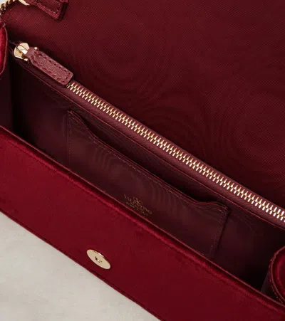 Valentino Garavani Vlogo Signature Mini Velvet Shoulder Bag Woman Maroon Uni In Red