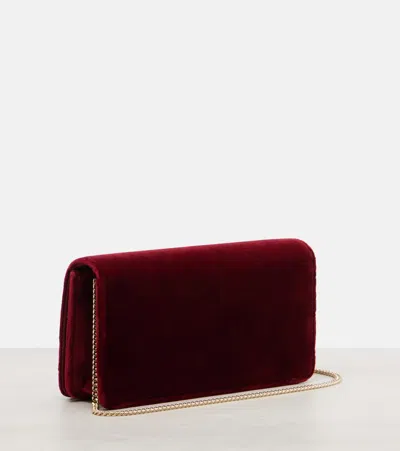 Valentino Garavani Vlogo Signature Mini Velvet Shoulder Bag Woman Maroon Uni In Red