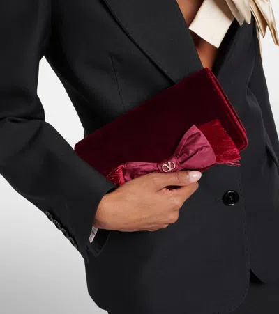 Valentino Garavani Vlogo Signature Mini Velvet Shoulder Bag Woman Maroon Uni In Red