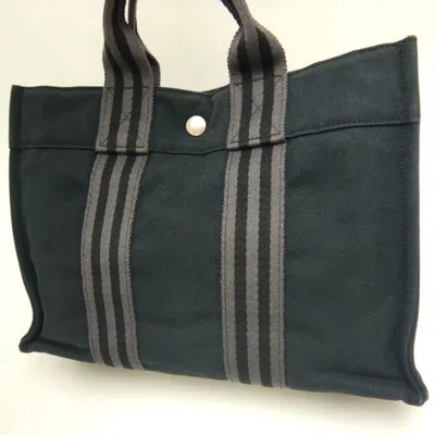 Pre-owned Hermes Gray Cotton Canvas Tote Bag ()