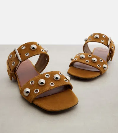 Valentino Garavani Valentino Nellcote Stud-embellished Suede Sliders In Brown