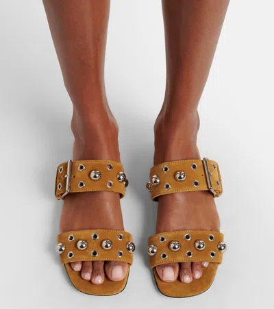 Valentino Garavani Valentino Nellcote Stud-embellished Suede Sliders In Brown