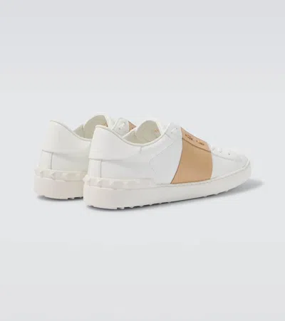 Valentino Garavani Open Sneakers In Leather With Contrast Colored Stripe And Stud Detail In Nude