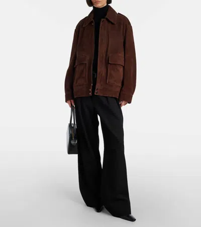 Nour Hammour Drey Suede Field Jacket In Brown
