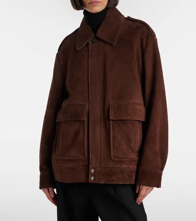 Nour Hammour Drey Suede Field Jacket In Brown