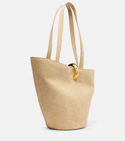 Jacquemus Le Bambola Croc-effect Suede Tote Bag In Brown