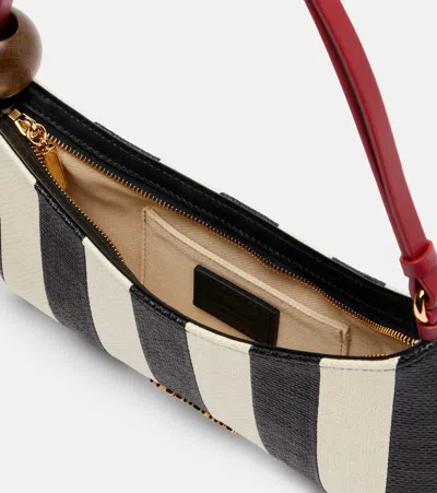Jacquemus Le Bisou Perle Stripe Woven Raffia Shoulder Bag In Multi