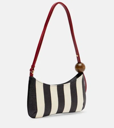 Jacquemus Le Bisou Perle Stripe Woven Raffia Shoulder Bag In Multi