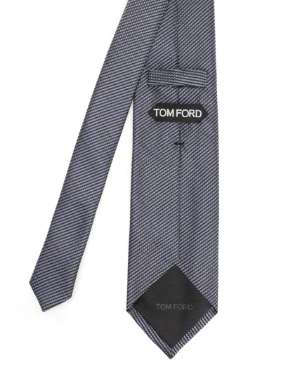 Tom Ford Silk Geometric-pattern Tie In Blue