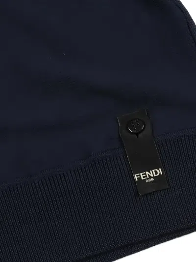 Pre-owned Fendi Ff Logo-pattern Knitted Top In Blue