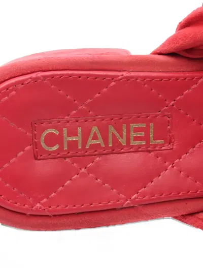 Pre-owned Chanel Matelasse Coco Mark Sandals In Red