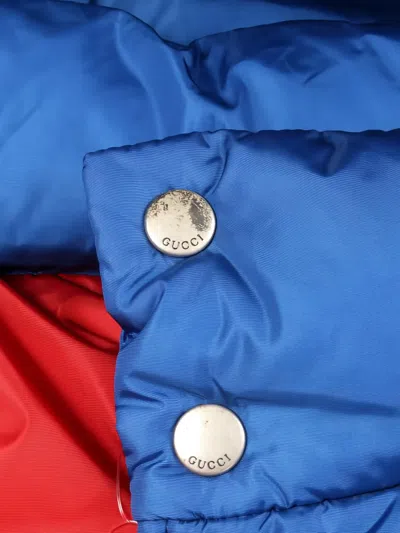 Pre-owned Gucci 2010s Checked Colour-block Down Coat In Blue