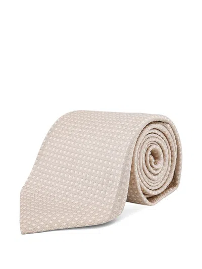 Tom Ford Square-pattern Silk Tie In White