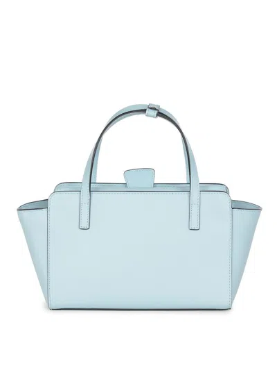 Hidesins Flap Medium Leather Tote Bag In Blue