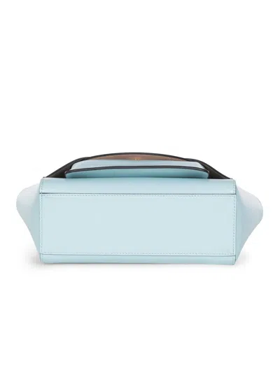 Hidesins Flap Medium Leather Tote Bag In Blue