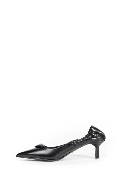 Prada Pointed Toe Kitten Heel Pumps With Ruched Detail In Multi