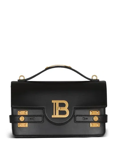 Balmain Bbuzz 24 Shoulder Bag In Smooth Leather In Black