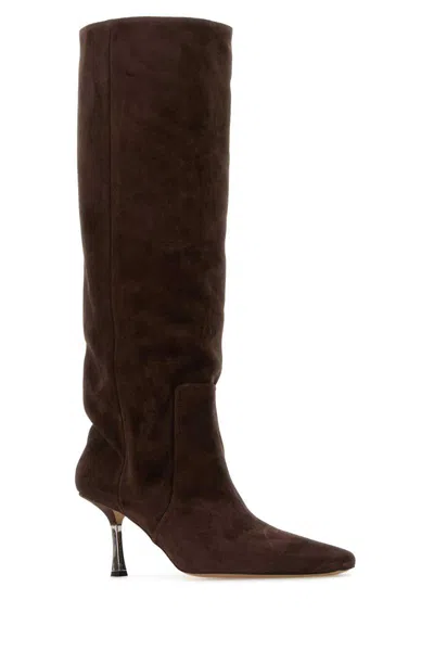 Paris Texas Chocolate Suede Bettina Boots In Brown