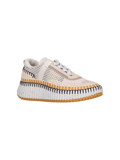 Chloé Chloe Nama Whipstitch-trim Low Top Sneaker In Multi
