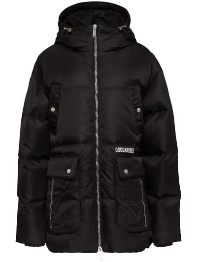 Dsquared2 Multi-pocket Parachute Puff Jacket In Black