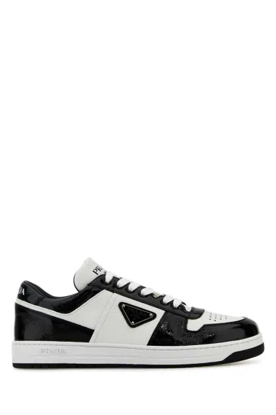 Prada Two Tone Leather Downtown Sneakers In Multi