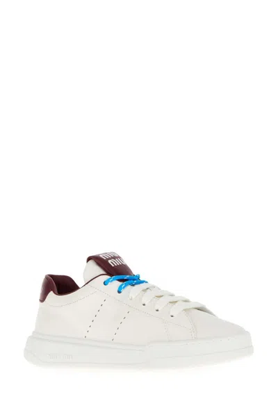 Miu Miu Sneakers In Pelle Bianca Donna In White