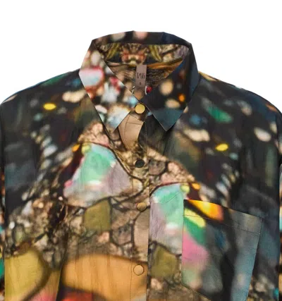 Yavi Multicolor Shirt With Frontal Buttons Closure In Blue