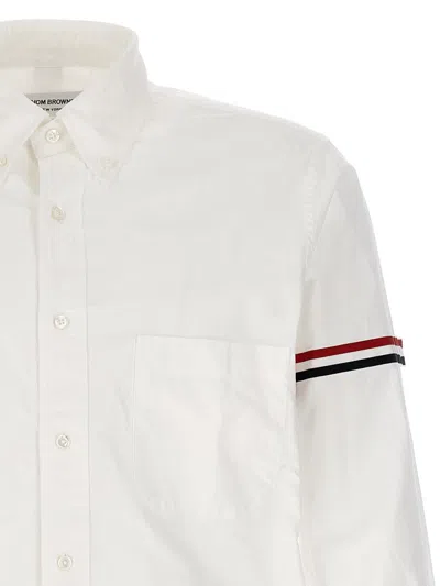 Thom Browne Vertical Stripe Button-down Shirt With Rwb Detail In White