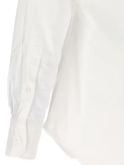 Thom Browne Vertical Stripe Button-down Shirt With Rwb Detail In White
