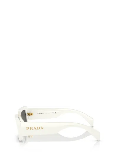 Prada Acetate Rectangular Sunglasses In White