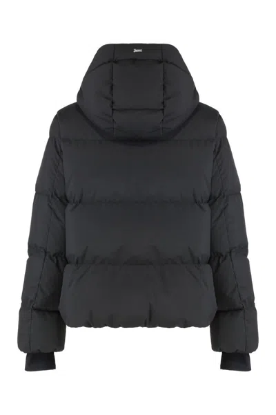 Herno Hooded Short Down Jacket In Black