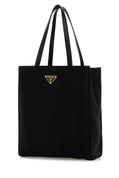 Prada Rectangular Shopping Bag Top Handles In Black
