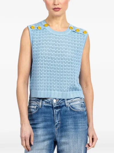 L'agence Max Pointelle Knit Top In Blue
