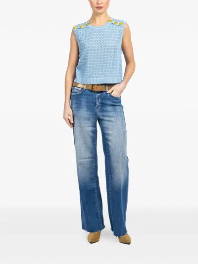 L'agence Max Pointelle Knit Top In Blue