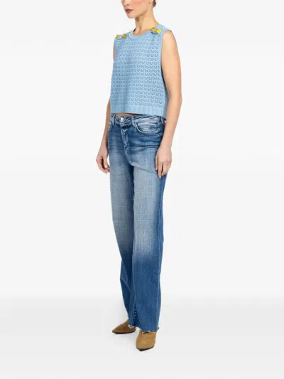 L'agence Max Pointelle Knit Top In Blue